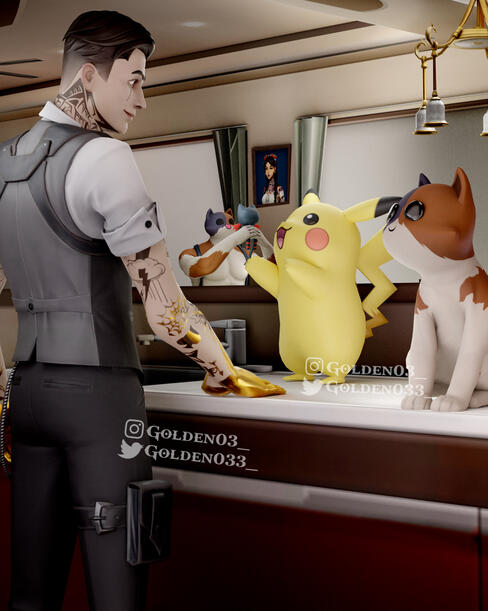 Midas with Pikachu and Kit